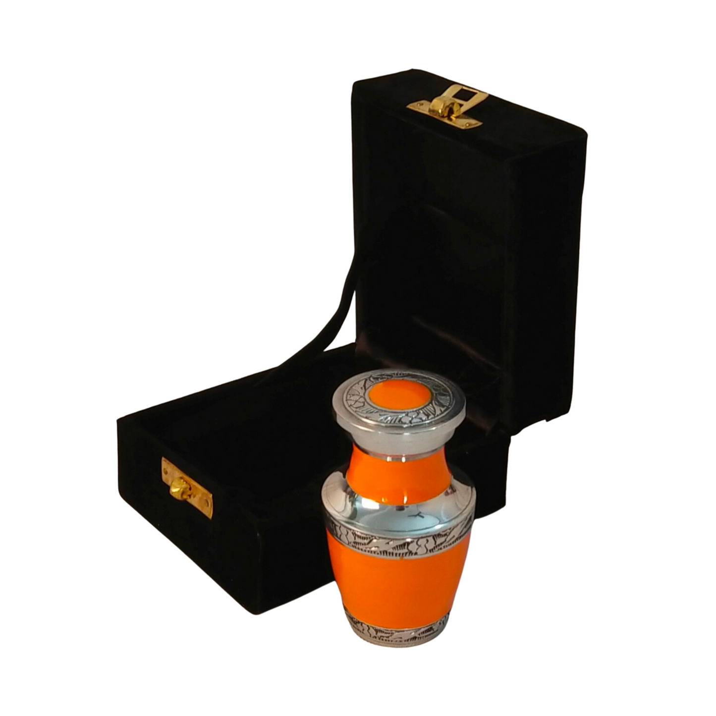 Small Aluminum Keepsake Cremation Urn, Mini Keepsake - with velvet box