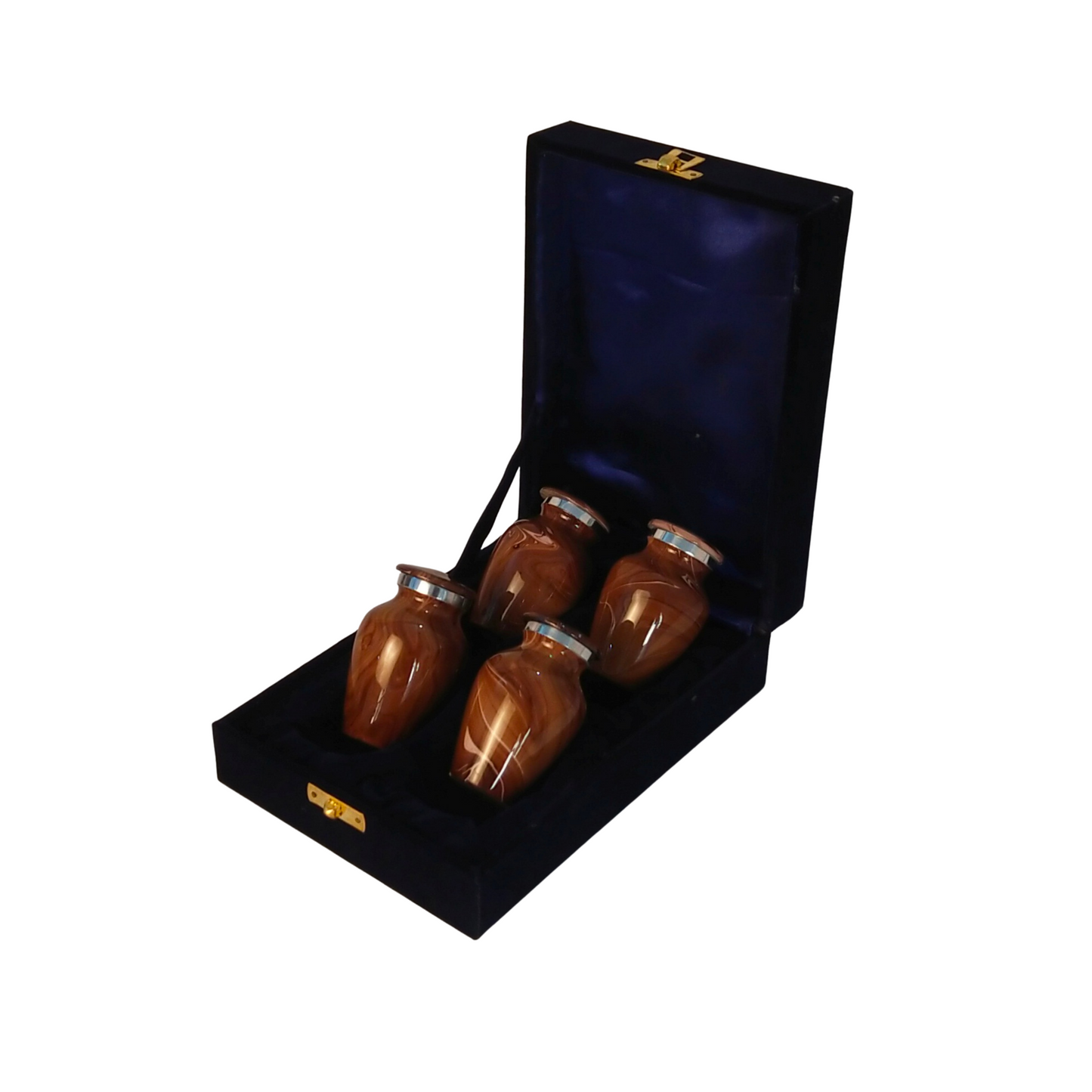 Marble Finish Aluminum Keepsakes Cremation Urn, 4 Mini Keepsakes - with velvet box