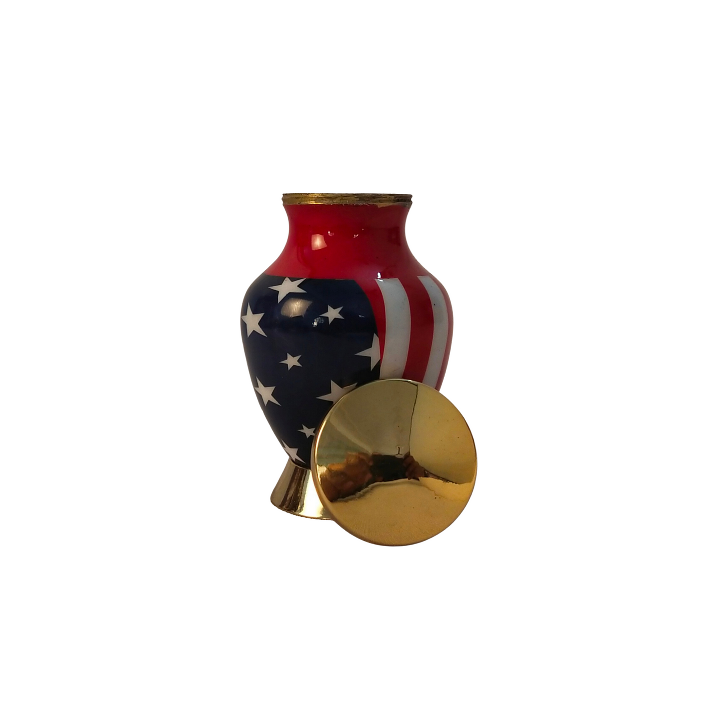 American Flag Mini Keepsake Cremation Urn for Patriots, Firefighters, Navy, Marine, Army, Veterans, and Policemen - with Velvet Box