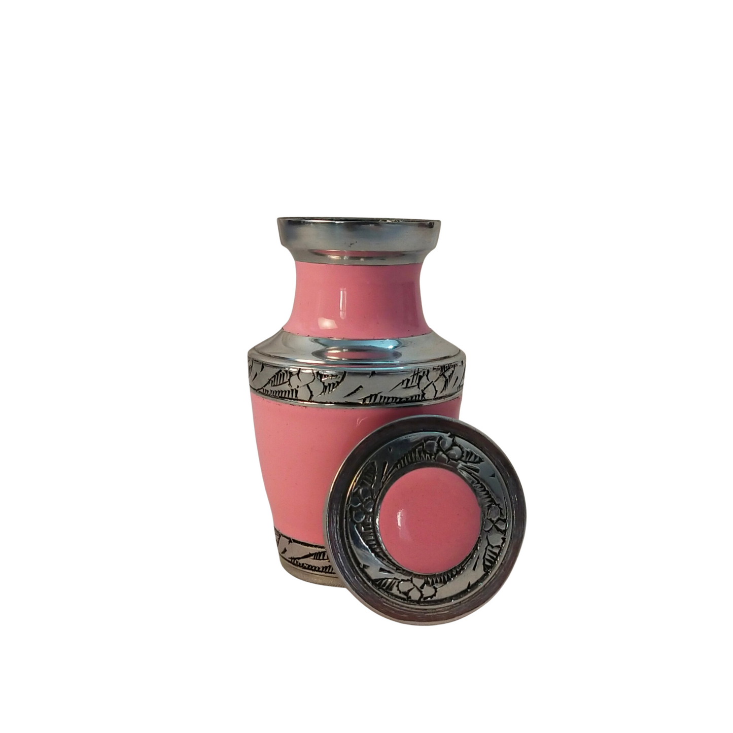 Small Aluminum Keepsake Cremation Urn, Mini Keepsake - with velvet box