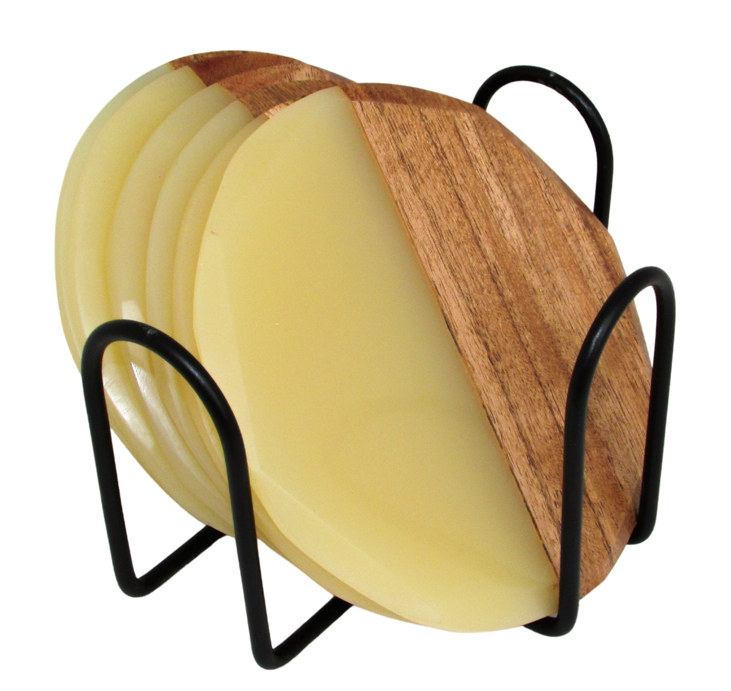 Resin Wood Combination Coasters | Set of 6 | Gift for housewarming | Stand included