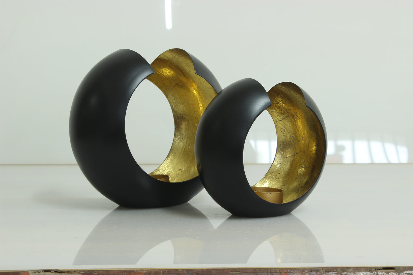 Moon Shaped Decorative Lamp Lantern | Tyre Moon Circle Votive Set for Decoration | Home Decor and Gift | Set of 2