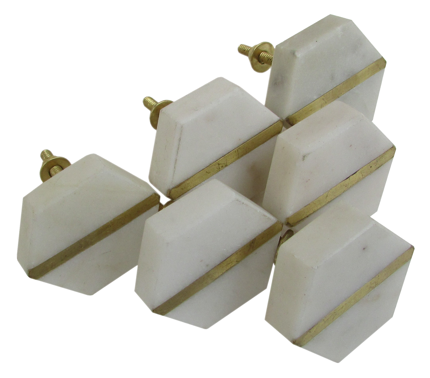 Solid Stone Brass Inlay Knobs, Door Drawer Pulls, Set of 6, Gift for housewarming