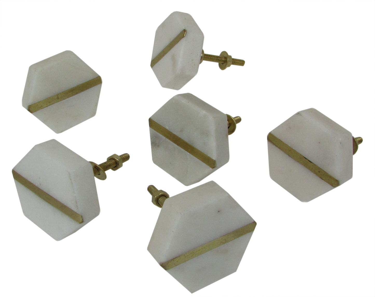 Solid Stone Brass Inlay Knobs, Door Drawer Pulls, Set of 6, Gift for housewarming