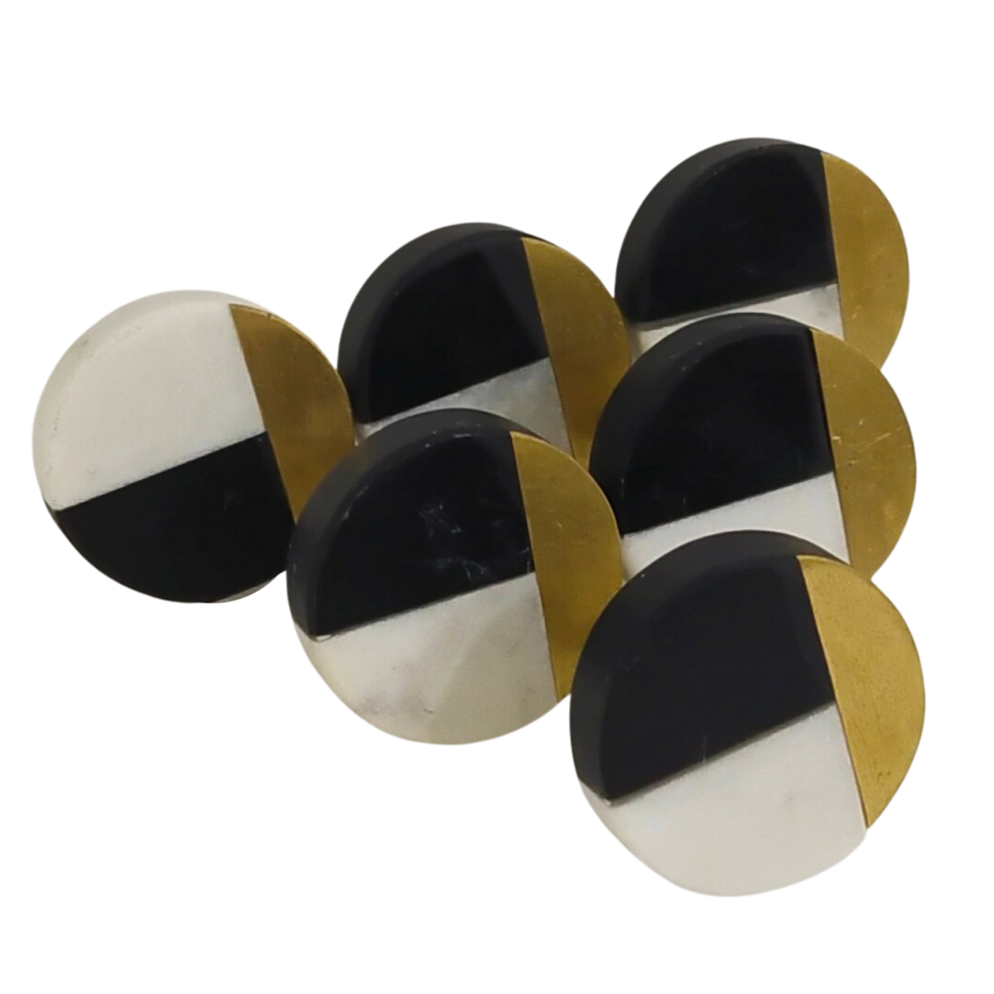 Solid Marble Brass Knobs, Door Drawer Pulls, Set of 6, Gift for housewarming