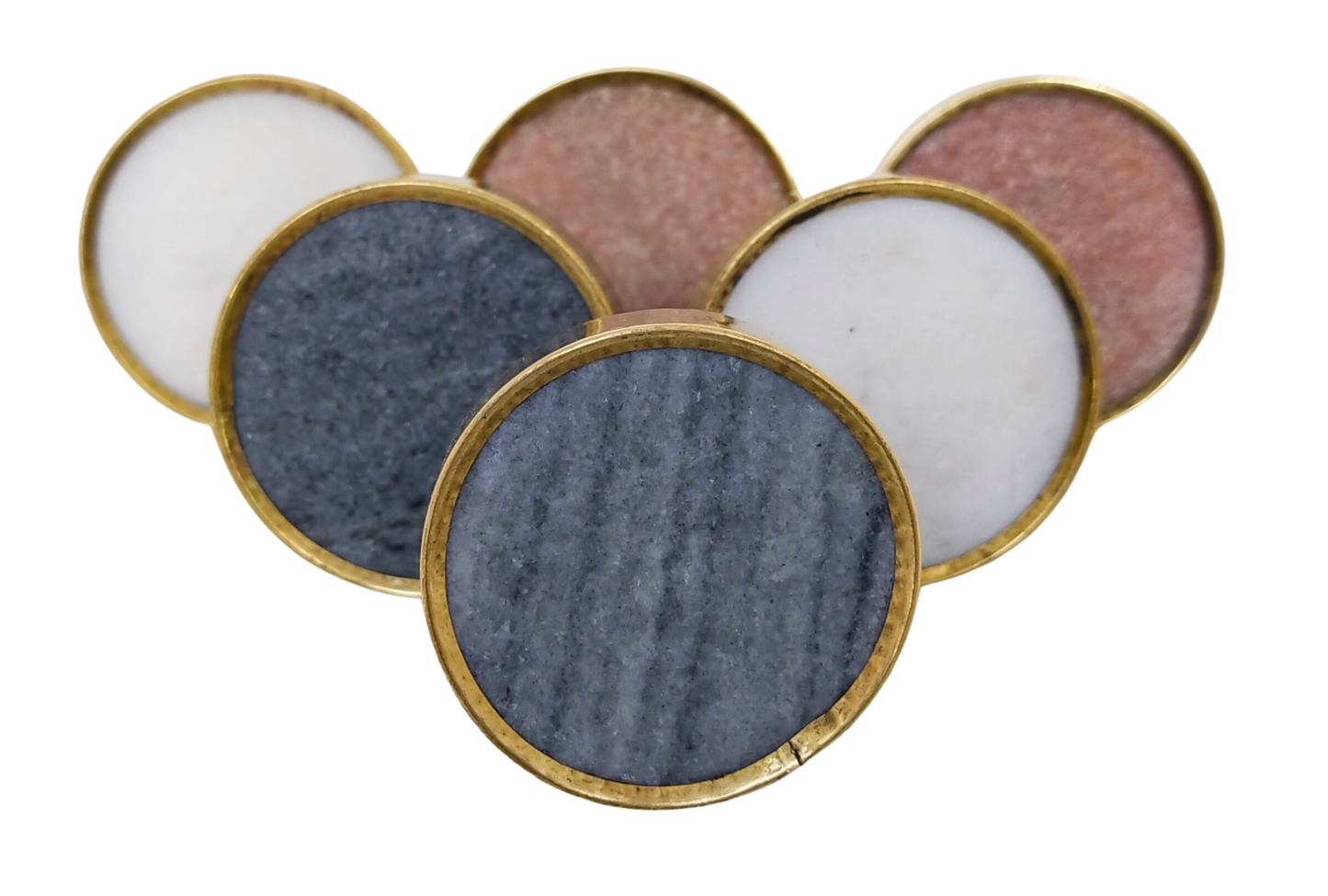 Solid Stone Brass Knobs, Door Drawer Pulls Set of 6, Gift for housewarming