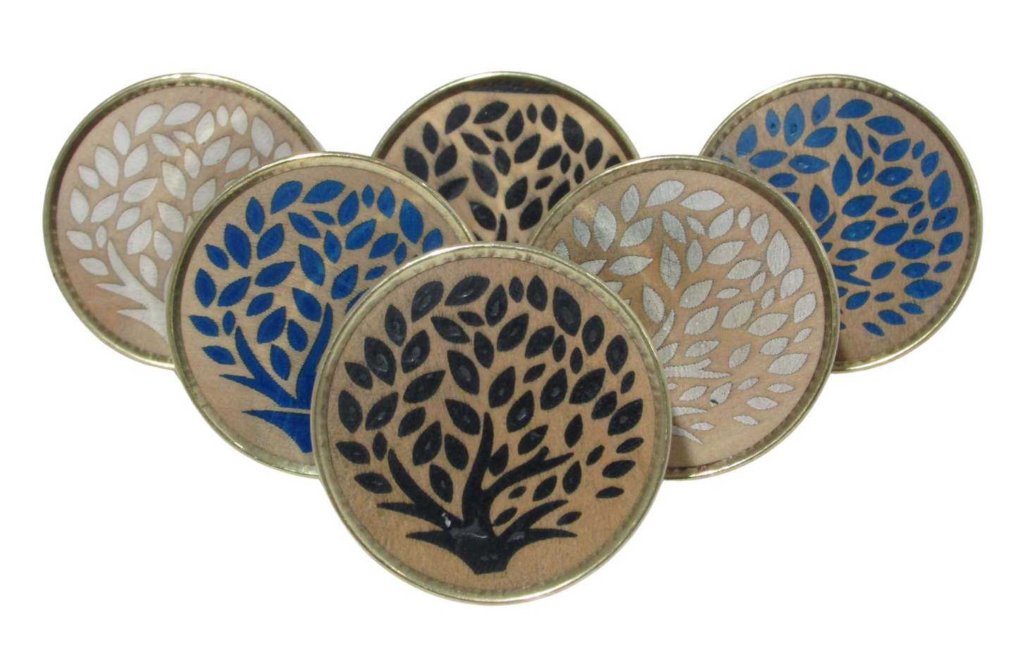 Tree of Life Wooden and Brass Knobs, Door Drawer, Set of 6, Gift for housewarming