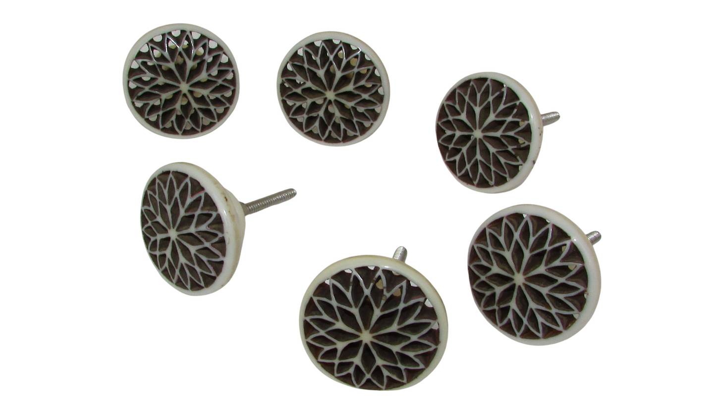Resin Carved Door Drawer Knobs, Hand Made, Set of 6, Gift for housewarming