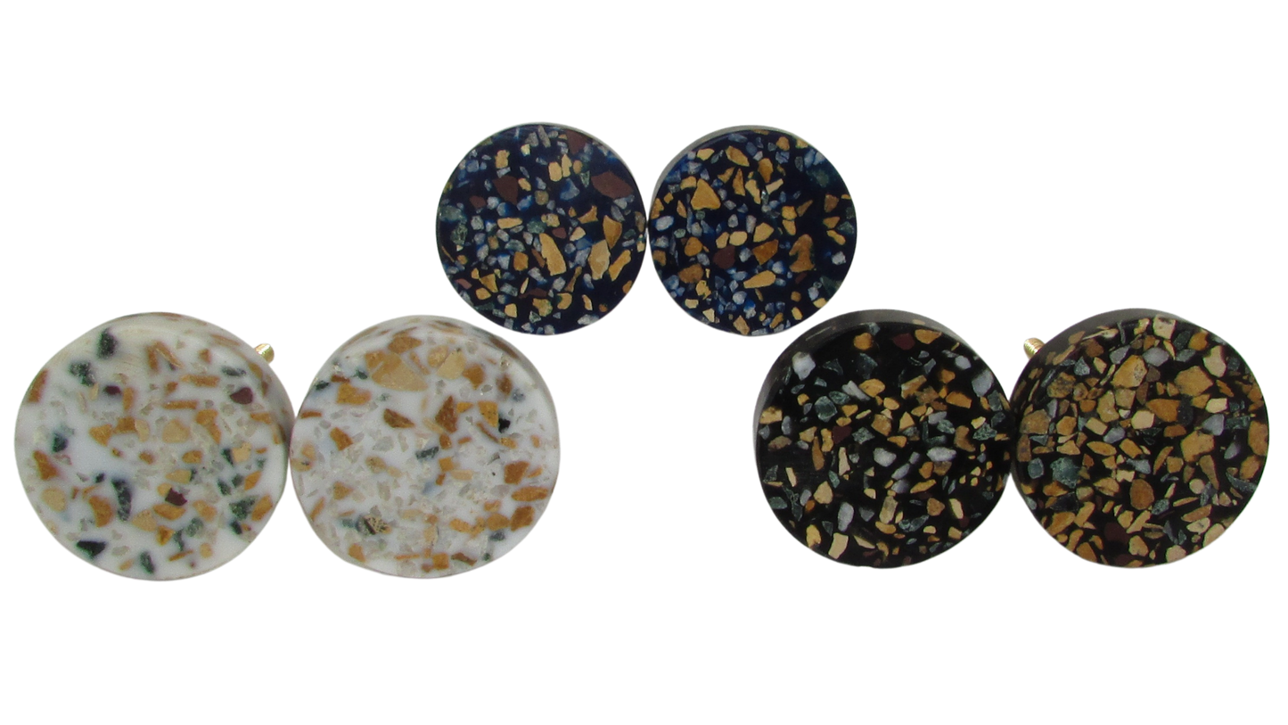 Terrazzo Assorted Terazzo Door Drawer Knobs and Pulls, Set of 6, Home Decor