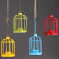 Metal Bird Cage Candle Holder | Multi-colored Hanging Bird Cage - Blue, Green, Red, Yellow | Home Decor | Set of 4