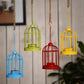 Metal Bird Cage Candle Holder | Multi-colored Hanging Bird Cage - Blue, Green, Red, Yellow | Home Decor | Set of 4
