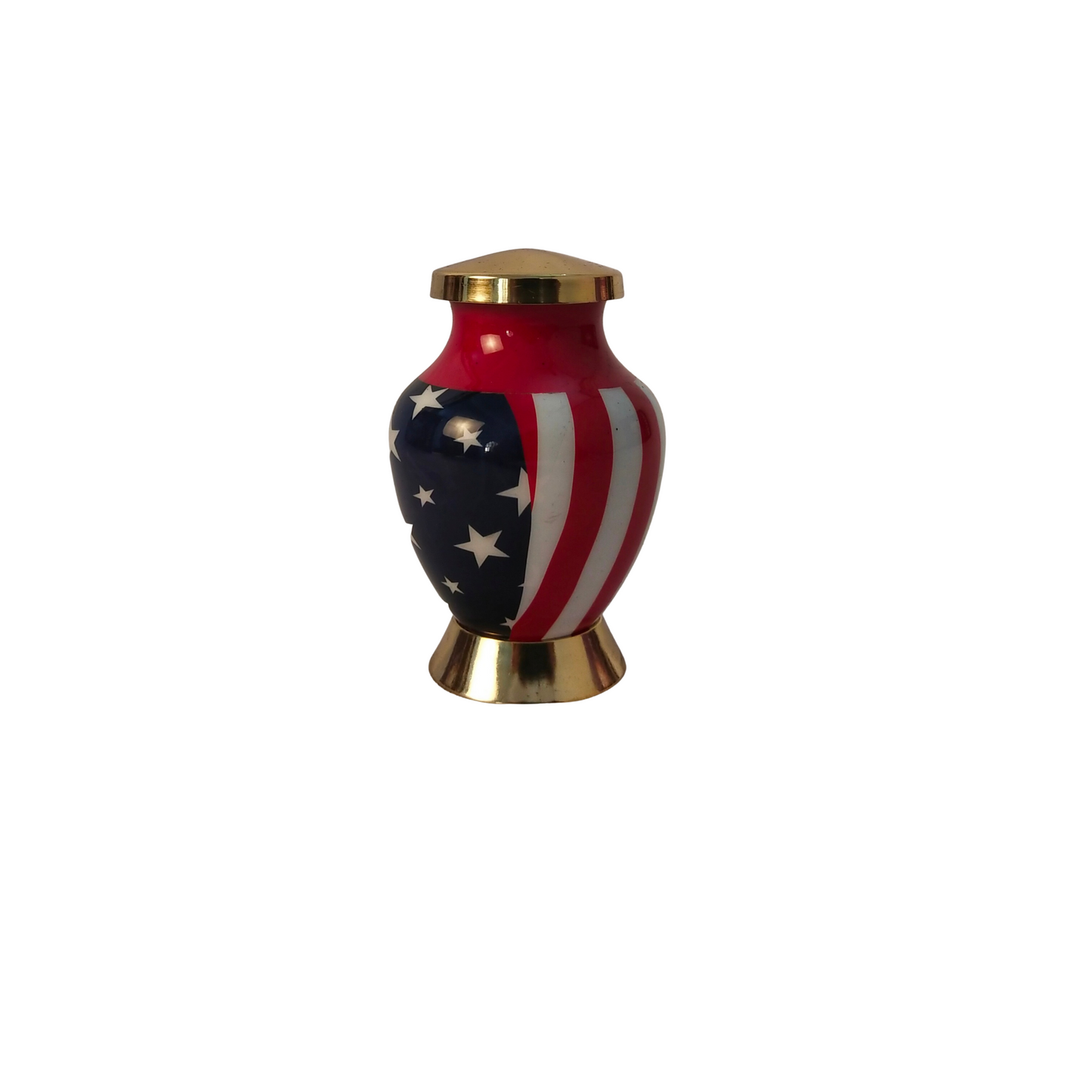 American Flag Mini Keepsake Cremation Urn for Patriots, Firefighters, Navy, Marine, Army, Veterans, and Policemen -  with Velvet Box