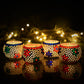 Set of 4 Mosaic Glass Votive Candle Holders | Handmade colored glass candle holder | Set of 4