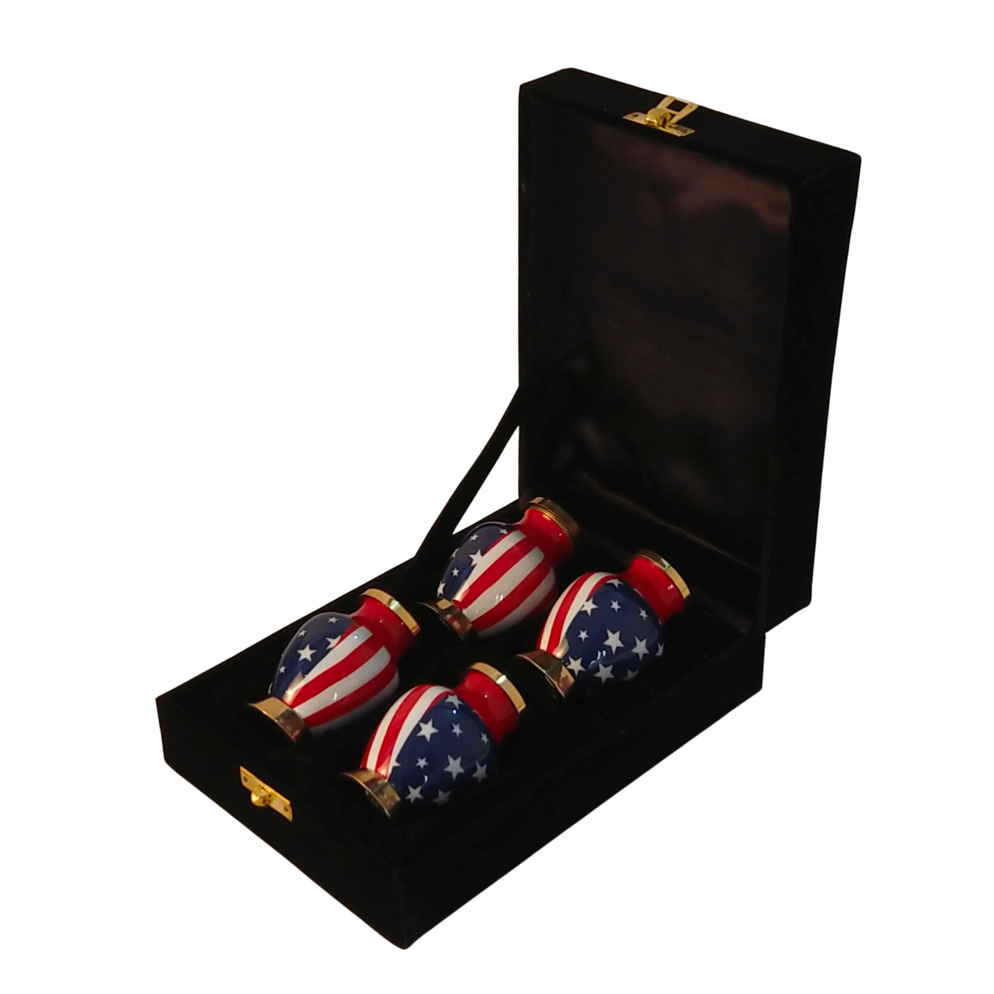 American Flag Mini Keepsake Cremation Urn for Patriots, Firefighters, Navy, Marine, Army, Veterans, and Policemen -  with Velvet Box