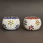 Set of 4 Mosaic Glass Votive Candle Holders | Handmade colored glass candle holder | Set of 4