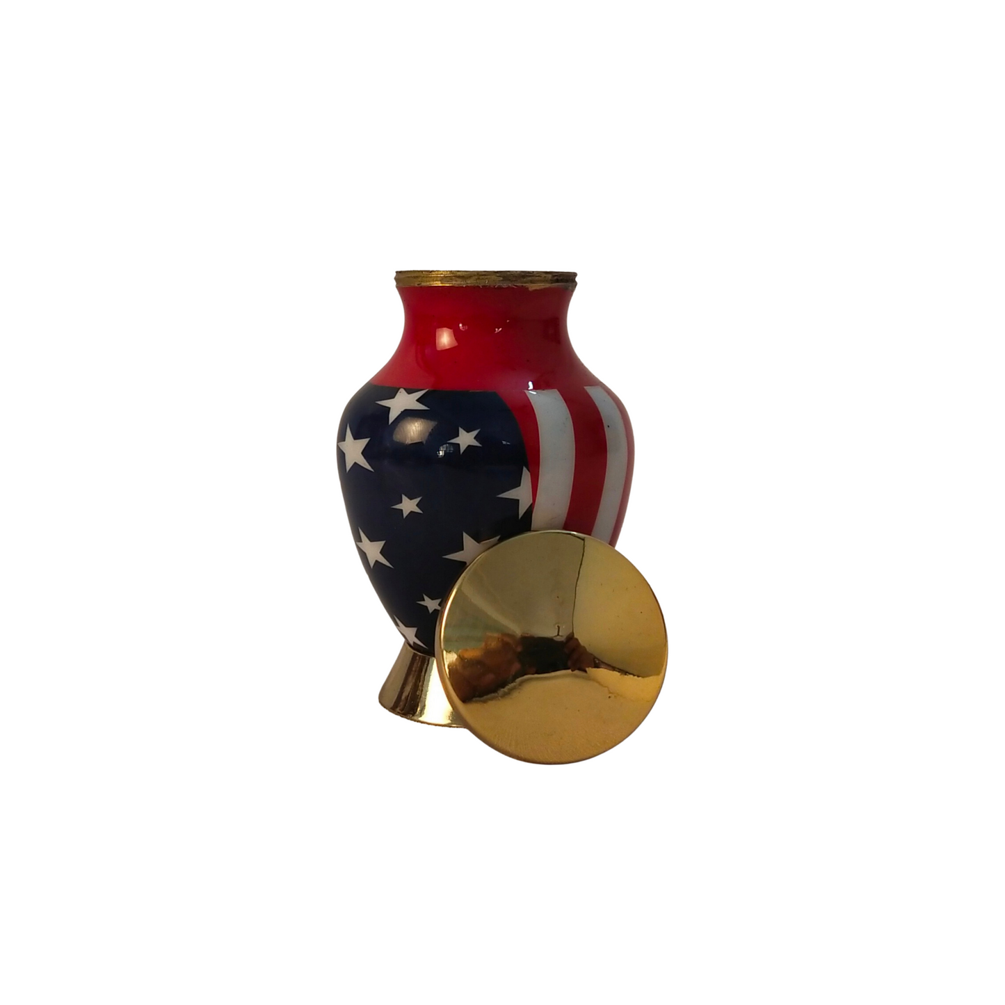 American Flag Mini Keepsake Cremation Urn for Patriots, Firefighters, Navy, Marine, Army, Veterans, and Policemen -  with Velvet Box