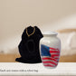 American Flag Adult Cremation Urn for Patriots, Firefighters, Navy, Marine, Army, Veterans, and Policemen - Large with Velvet Bag