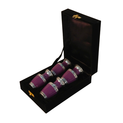 Small Aluminum Keepsakes Cremation Urn, Set of 4 Mini Keepsakes - with velvet box