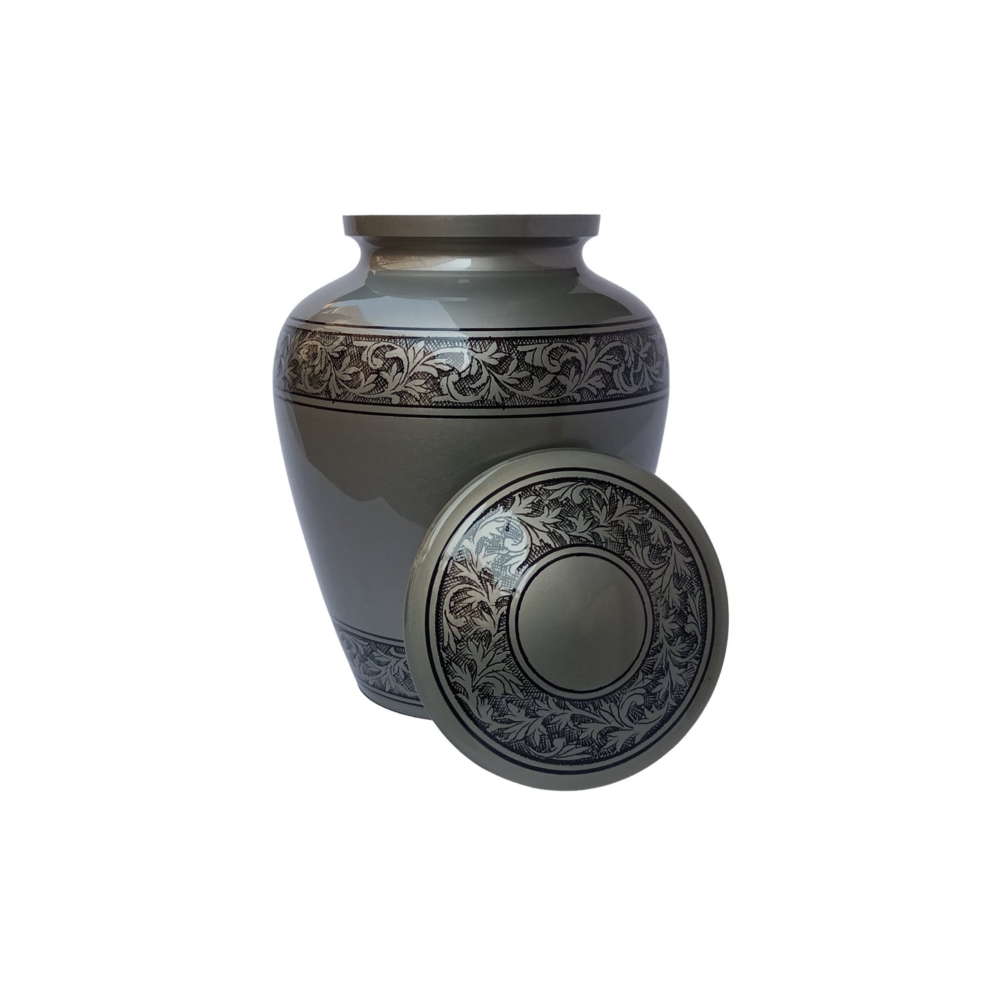 Aluminum Vine Pattern Adult Cremation Urn for Human Ashes, Handcrafted to Honor and Cherish your Loved Ones - Velvet Bag included