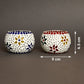 Set of 4 Mosaic Glass Votive Candle Holders | Handmade colored glass candle holder | Set of 4