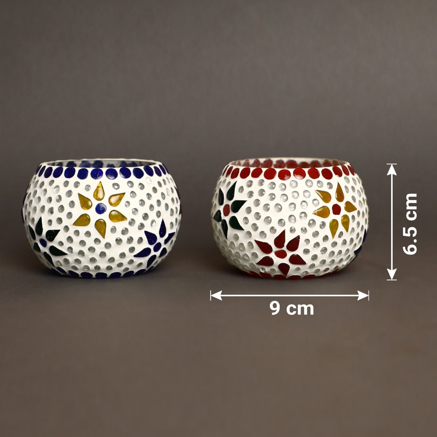 Set of 4 Mosaic Glass Votive Candle Holders | Handmade colored glass candle holder | Set of 4