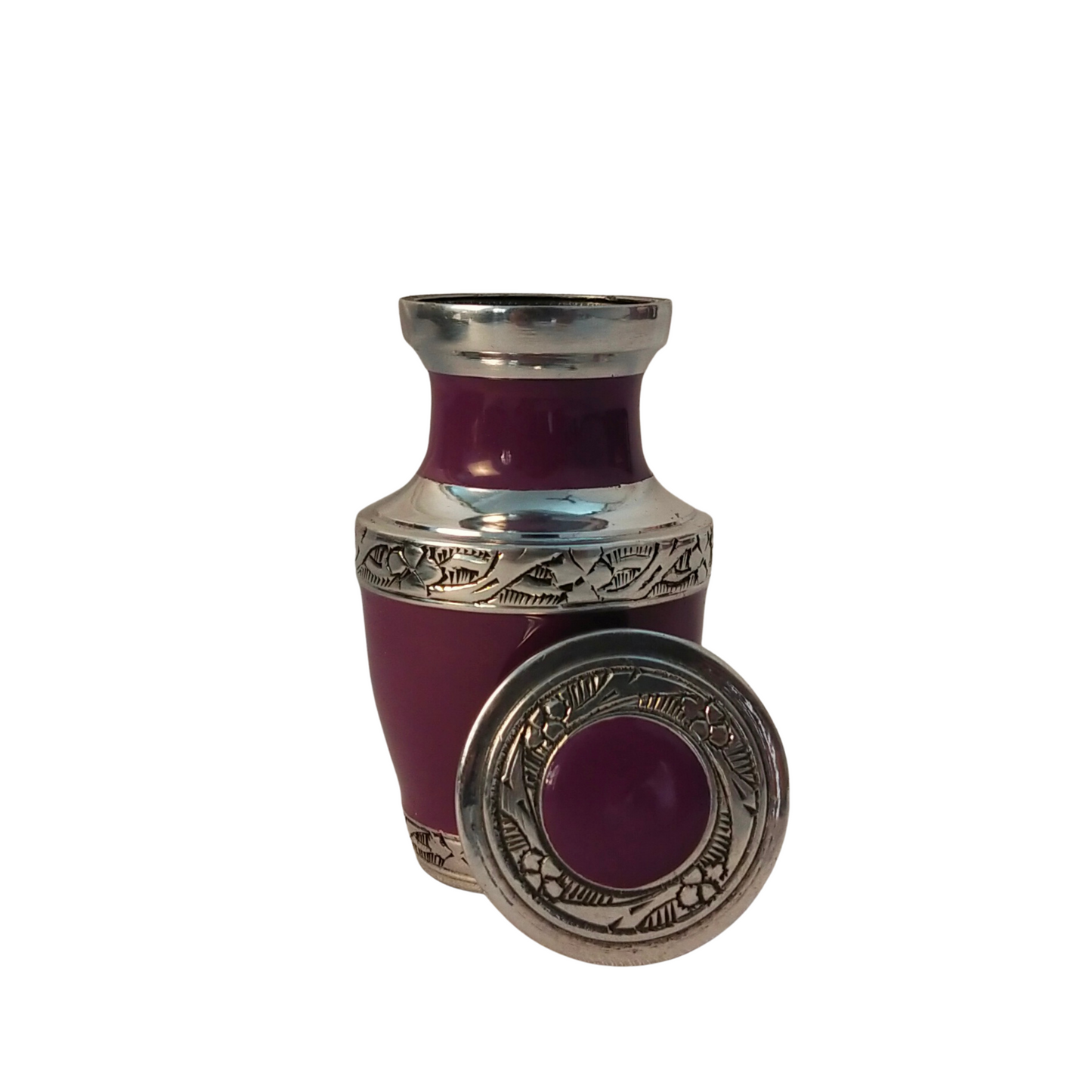 Small Aluminum Keepsakes Cremation Urn, Set of 4 Mini Keepsakes - with velvet box