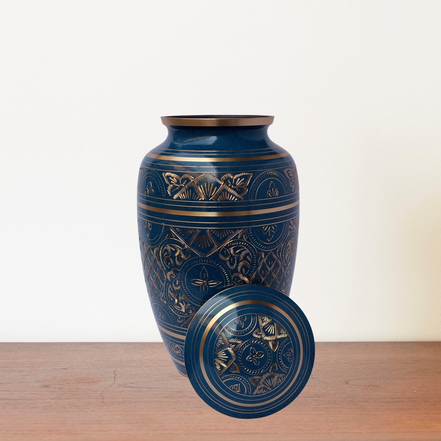 Brass Etched Adult Cremation Urn for Human Ashes, Handcrafted to Honor and Cherish your Loved Ones - Velvet Bag included