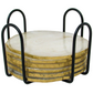 Round Gold Edged Epoxy Resin Coasters | Handmade - Set of 6 with Stand | Gift for housewarming | Stand included