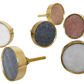 Solid Stone Brass Knobs, Door Drawer Pulls Set of 6, Gift for housewarming