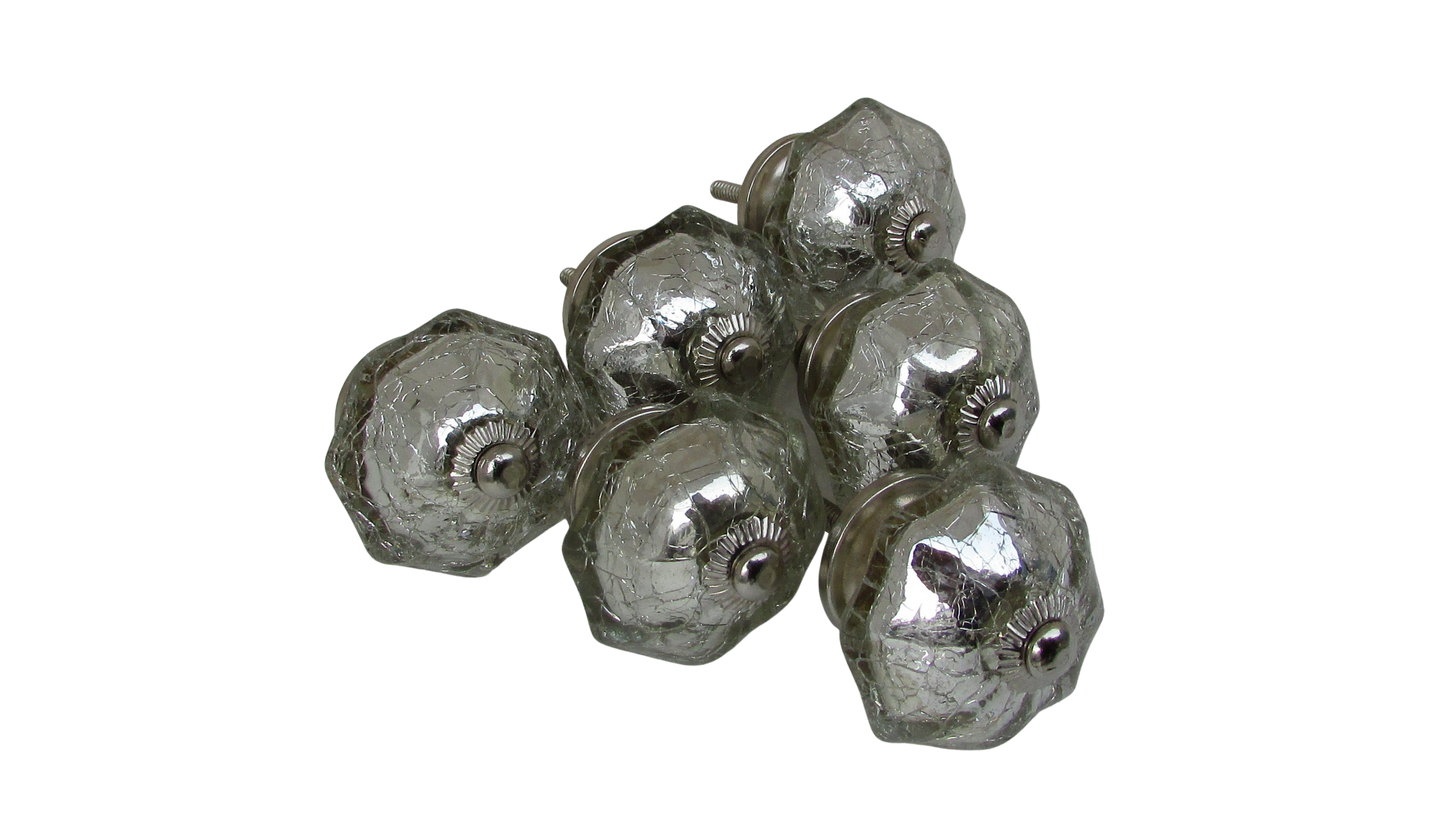 Clear Glass Hexagon Knob, Geometric Pulls, Set of 6, Home Decor