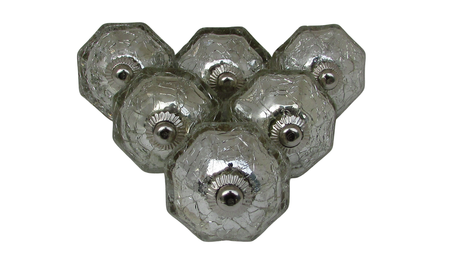 Clear Glass Hexagon Knob, Geometric Pulls, Set of 6, Home Decor