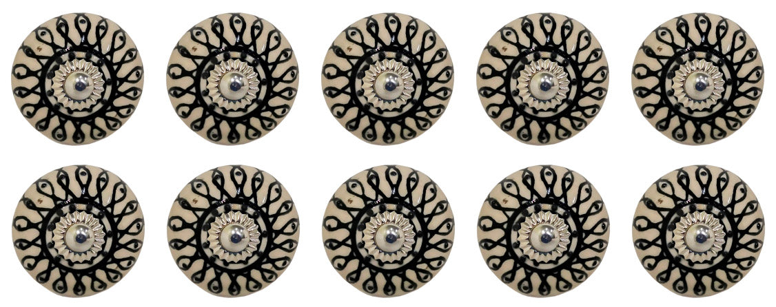 Decorative Geometric Circle Design Drawer Knobs, Set of 6, Home Decor